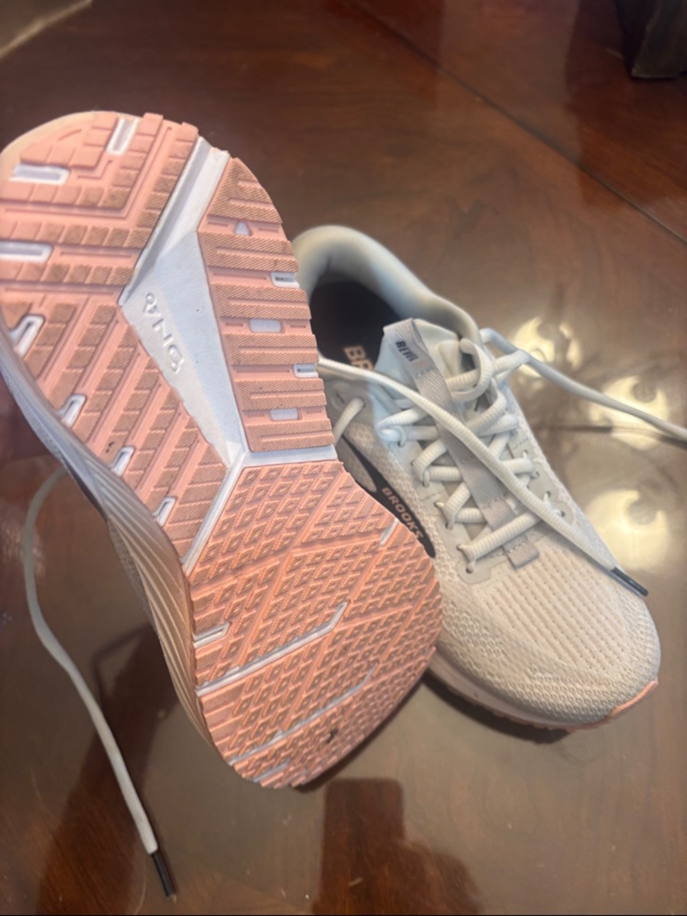 Brooks Women's Pale Gray Mesh Athletic Sneakers - Picture 3 of 5